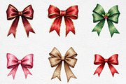 Watercolor Christmas Bow Clipart, an Illustration by CrexoraLab (Thumbnail 2 of 5)