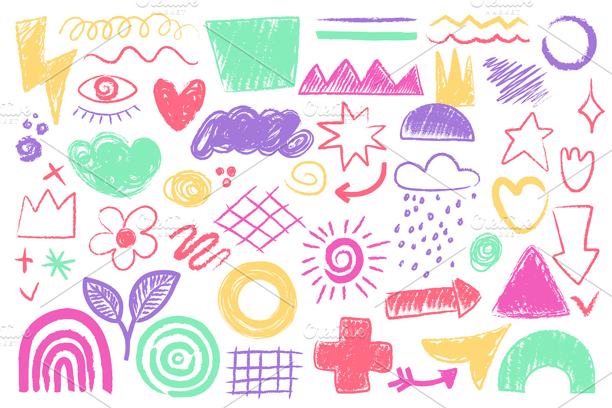 Abstract doodle colorful chalk, an Illustration by Lemberg Vector