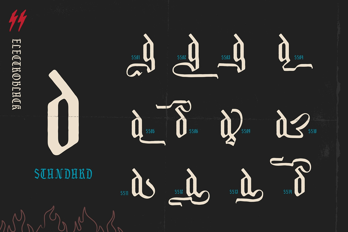 Electro Black Vintage Blackletter, a Blackletter Font by alit design (Photo 7 of 18)