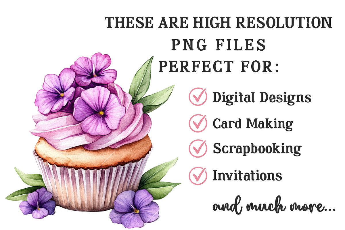 Spring Floral Cupcake Clipart, an Illustration by OK Design (Photo 4 of 6)
