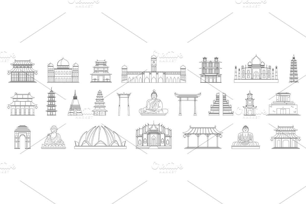 Collection of Asian traditional, an Illustration by Flashvector