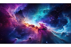 A colorful cosmic nebula with purple, an Abstract Photo by Igor Tichonow