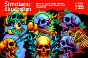 Streetwear Skull Illustration Bundle, an Object Illustration by METI (Thumbnail 1 of 6)