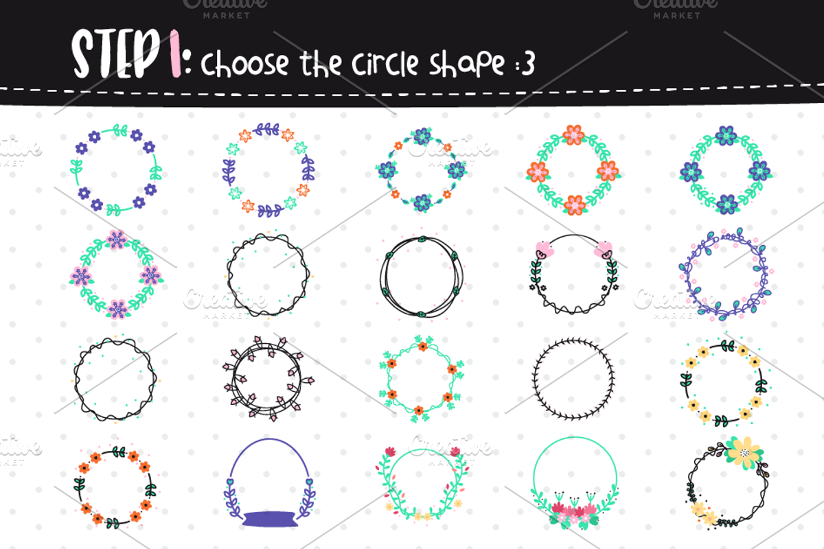 Floral-Circle shapes and elements, an Object Graphic by himoki (Photo 2 of 7)