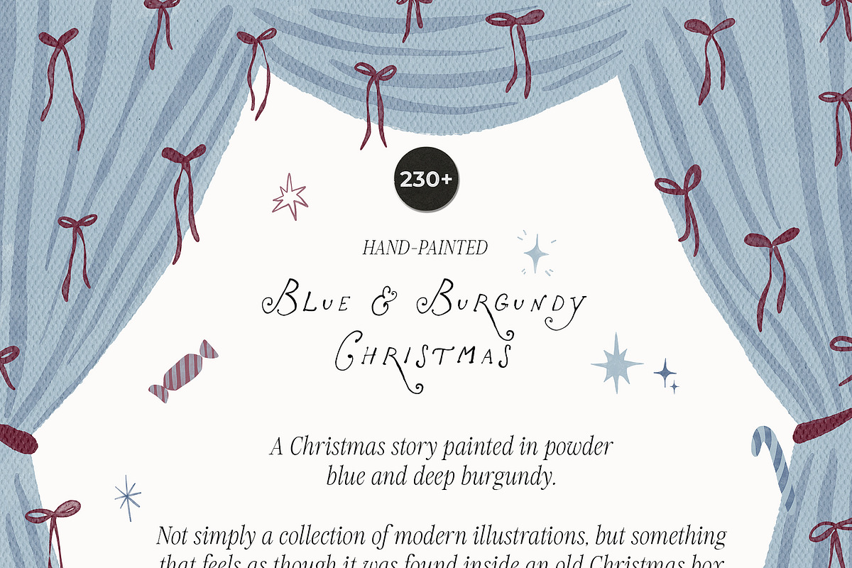 Hand-Painted Blue Burgundy Christmas, an Object Graphic by Lana Elanor (Photo 3 of 24)