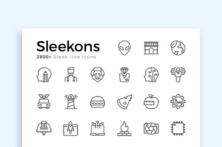 Sleekons 2800+ Minimalist Line Icons, an Outline Icon by P.F. Creative Lab