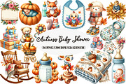 Watercolor Autumn Baby Shower Clipar, an Illustration by Daily.Designs (Thumbnail 1 of 5)
