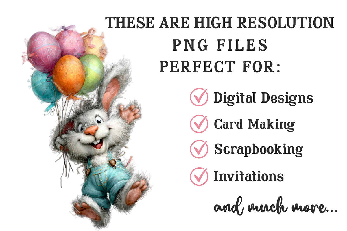 Whimsical Easter Bunny Clipart, an Illustration by OK Design (Photo 4 of 6)