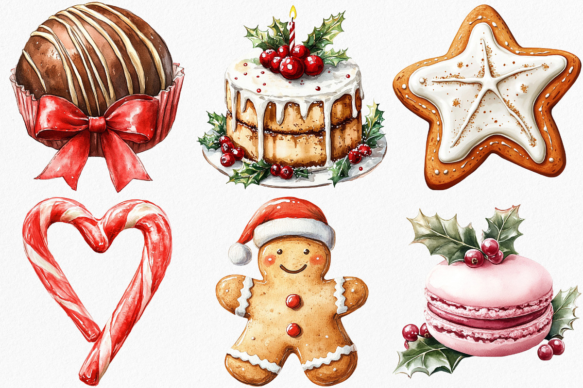 Watercolor Christmas Sweet Treats, an Illustration by Canvas Craft (Photo 2 of 7)