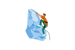 Male climber ascending steep rock, a Sport Illustration by pikepicture