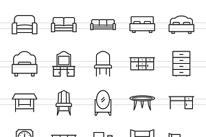 50 Furniture Line Icons