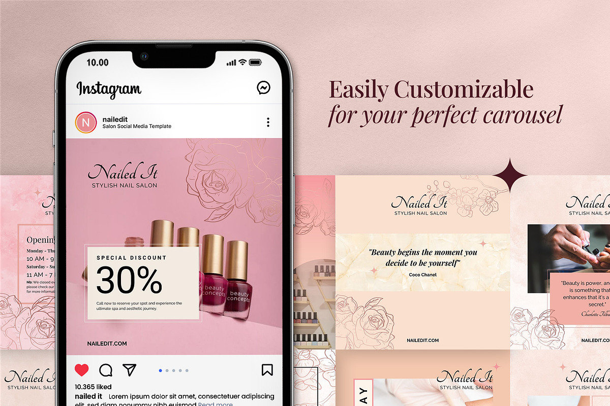 Nail Salon Instagram Post Template, a Social Media Template by prajapixels (Photo 3 of 6)