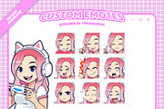 Pink Hair Gamer Girl - Custom Emotes, an Emoji Icon by tkzgraphic (Thumbnail 1 of 2)