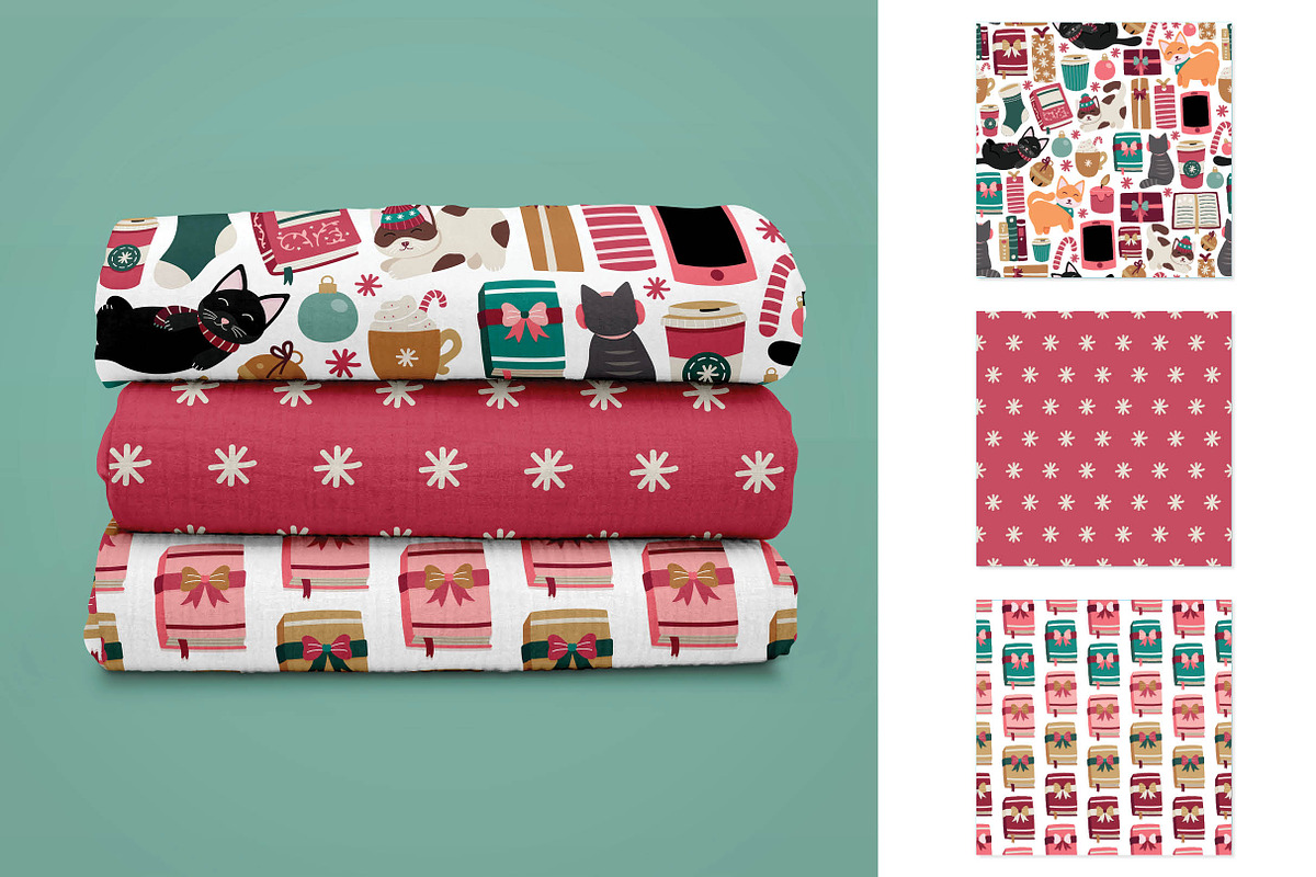 Bookish Christmas Seamless Patterns, a Pattern Graphic by Alanna Messina Design Co (Photo 6 of 8)