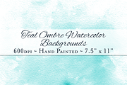 Teal Ombre Watercolor Backgrounds, a Texture Graphic by M. by mprintly (Thumbnail 1 of 6)