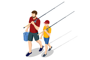 Isometric illustration of father and, a Person Illustration by Golden Sikorka