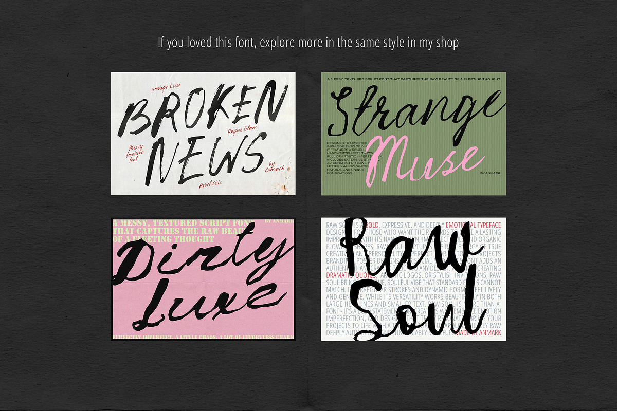 Dirty Luxe: Inky Messy Script Font, a Script Font by AnMark (Photo 12 of 12)