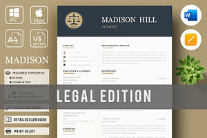 Attorney Resume template, Lawyer CV