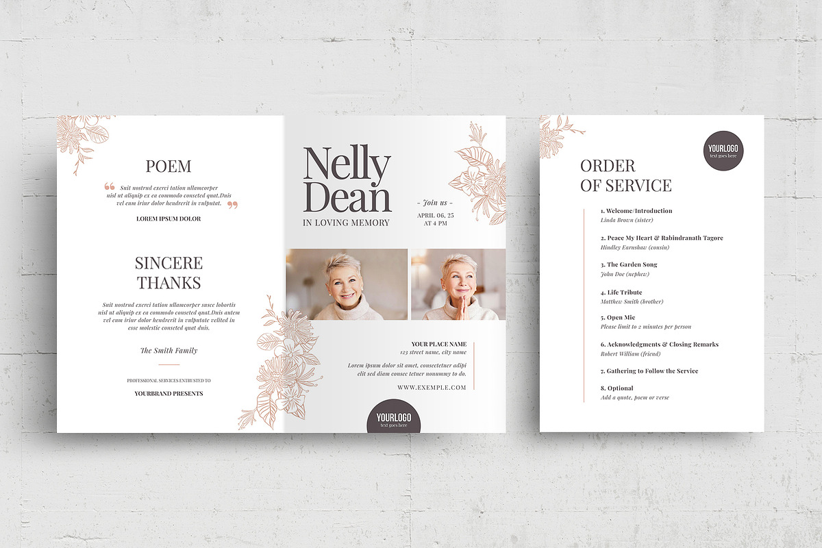 Funeral Service Brochure With Floral, a Flyer Template by BrandPacks (Photo 8 of 9)