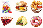 Junk Food Watercolor Clipart, an Illustration by OK Design (Thumbnail 5 of 5)