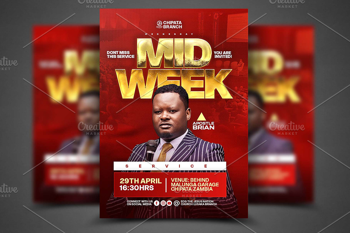 Midweek Service Church Poster Psd, a Social Media Template by church flyer templates (Photo 1 of 4)