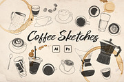 Hand Drawn Coffee Sketches PSD/Ai, an Illustration by Cuppakeri (Thumbnail 1 of 3)