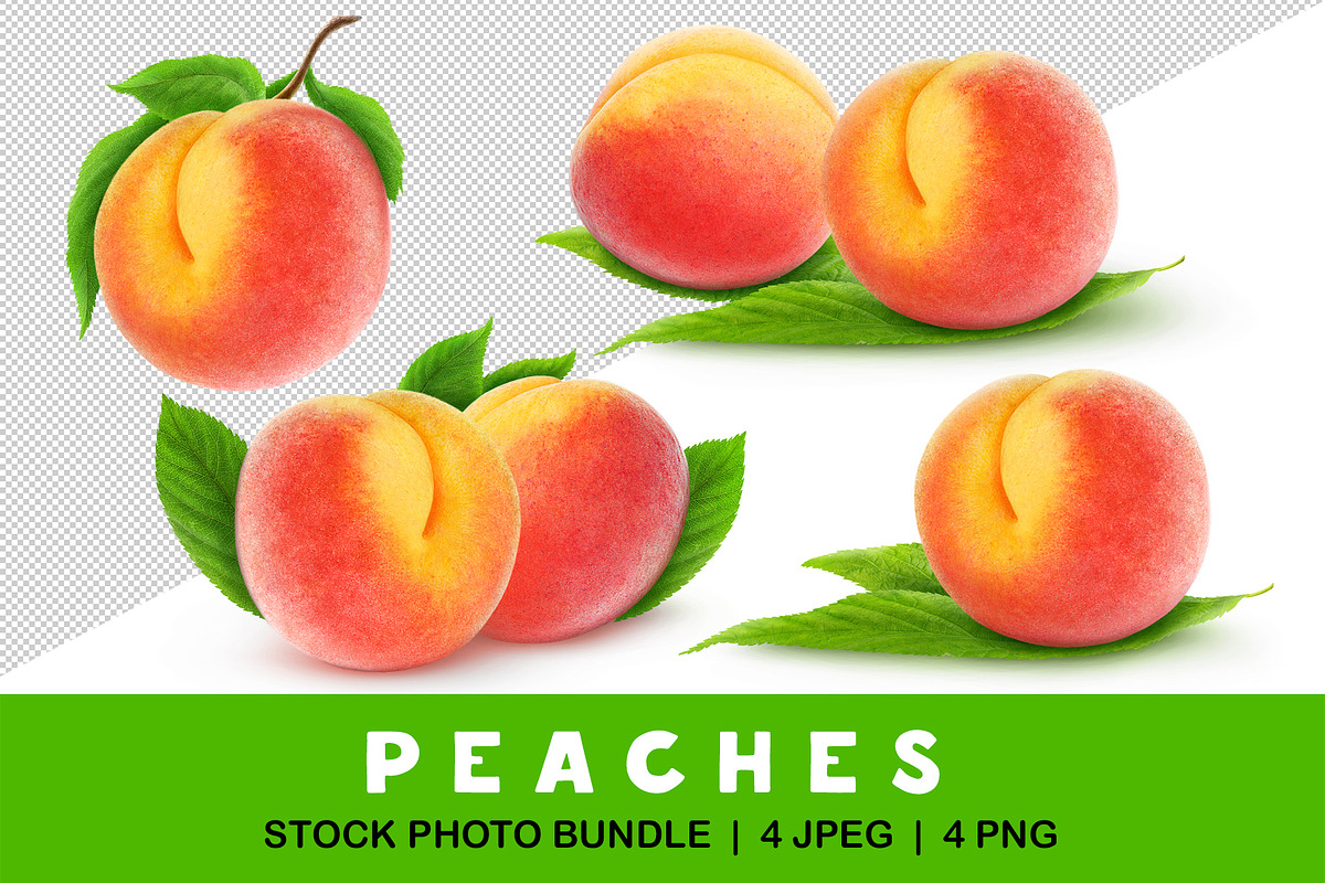 Fresh peaches with leaves