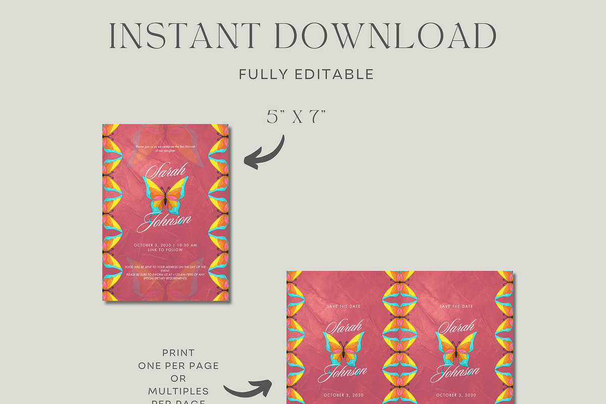 Butterfly Wedding Invite Template, an Invitation Template by InvitingStorys (Photo 9 of 11)