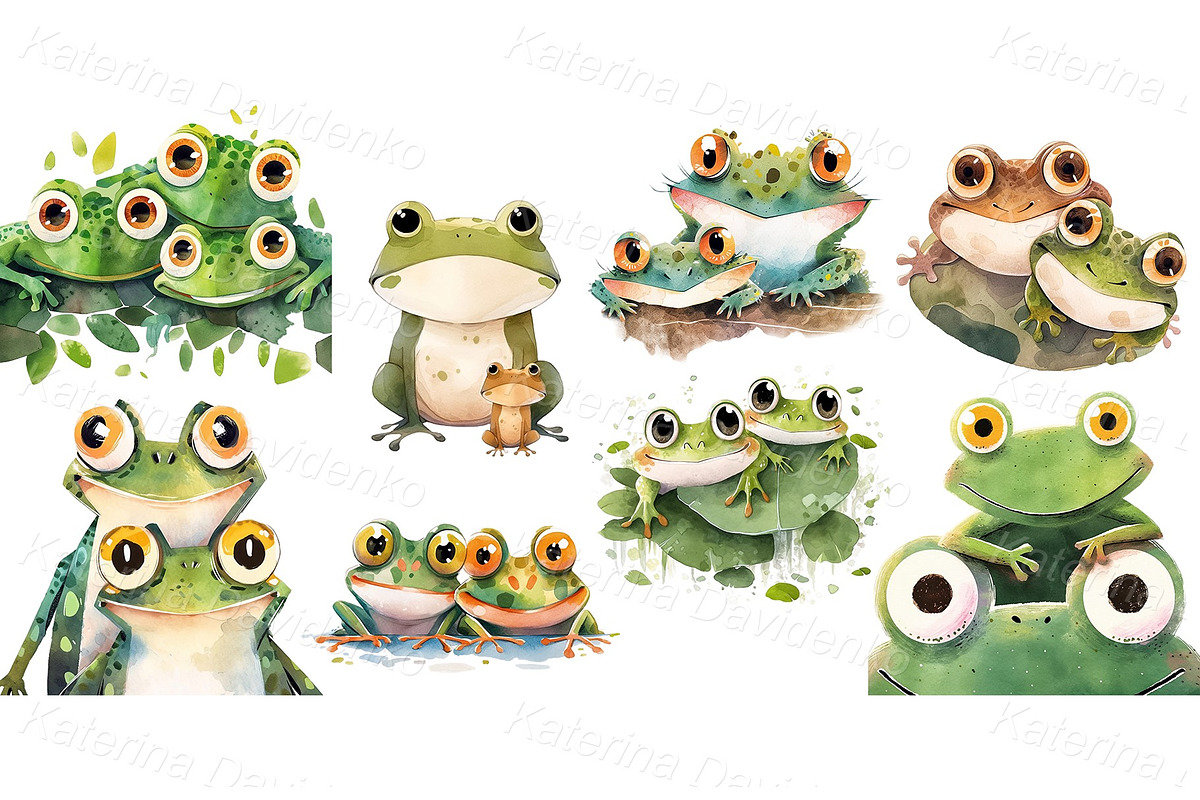 Watercolor cartoon animals bundle, an Animal Illustration by Bubert Art