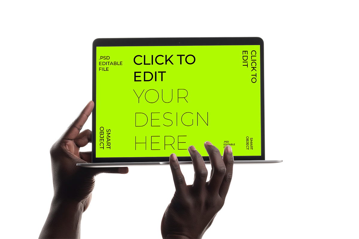 Black Hand Macbook Mockup, a Mac Mockup by Voar Mockups