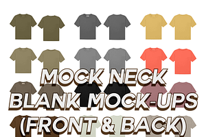 Mock Neck Tee Shirt Mock Up Blanks