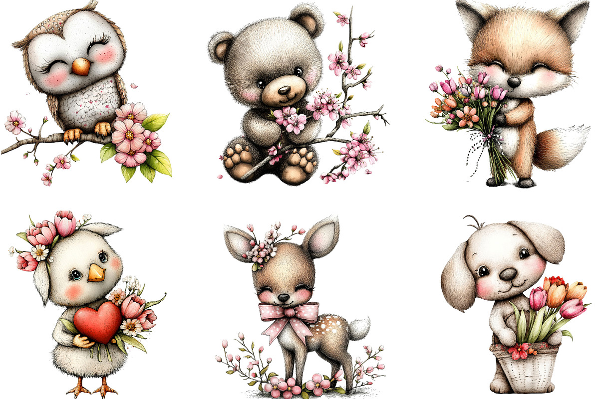 Whimsical Animals Spring Clipart, an Illustration by Designking (Photo 5 of 5)