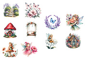 Fairy Garden Watercolor Clipart, an Illustration by Designworld (Thumbnail 4 of 5)