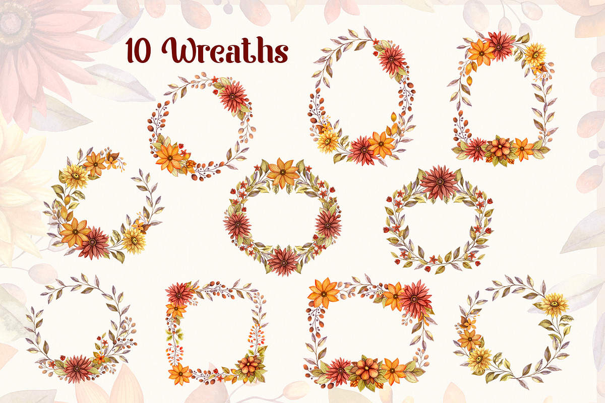 Fall Flowers: Autumn Watercolor Set, a Seasonal Illustration by Nadya Saen Art (Photo 10 of 16)