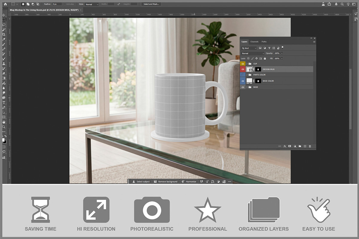 Mug In The Living Room PSD, a Cups & Container Mockup by Bruno's Shop (Photo 2 of 3)