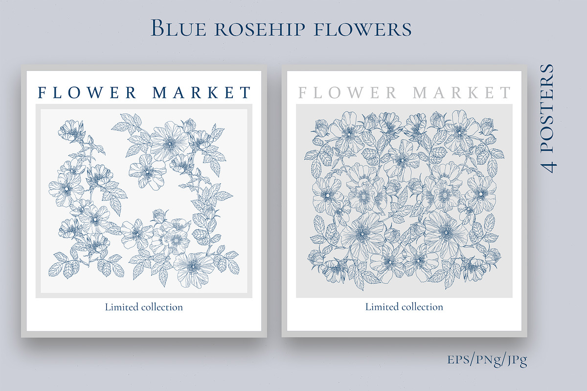 Blue rosehip flowers, a Decorative Illustration by LanaDzi (Photo 7 of 12)