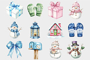 Watercolor Snowman Clipart, a Seasonal Illustration by Design Market (Thumbnail 4 of 4)