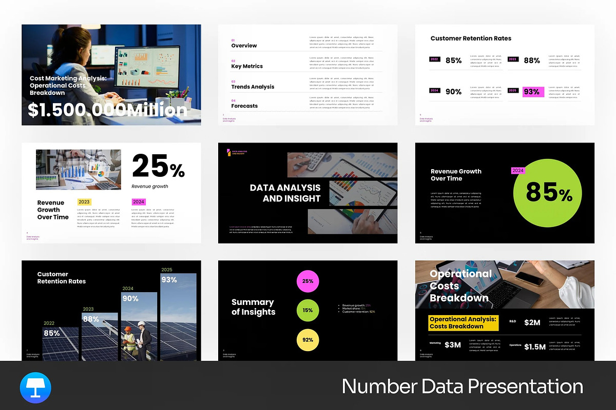 Number Data Keynote Templates, a Presentation Template by Fit-tee (Photo 1 of 4)