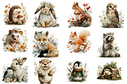 Whimsical Woodland Animal Floral Cli, an Illustration by Designworld (Thumbnail 4 of 4)