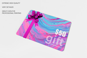 Gift Card With Ribbon Mockup