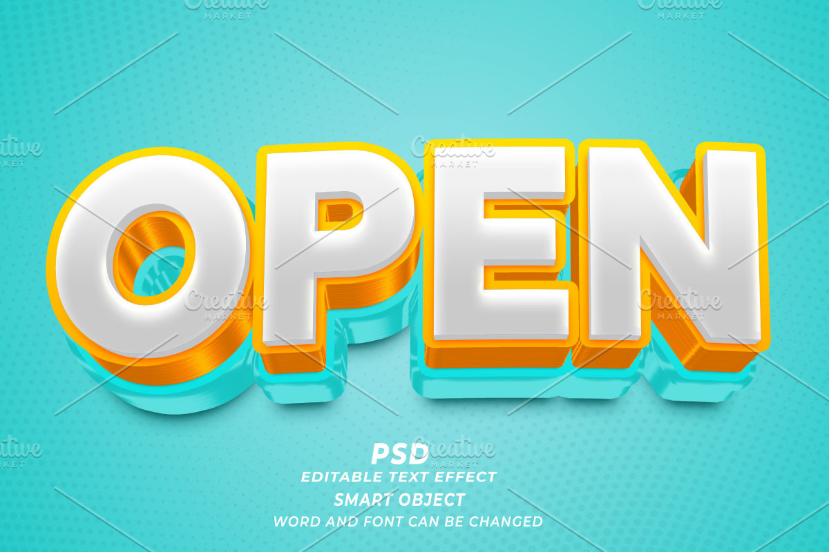 Open PSD 3D Editable Text Effect, a Layer Style Add-On by TrueVector (Photo 1 of 2)