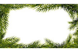 Green fir tree frame banner with, an Object Illustration by LadadikArt