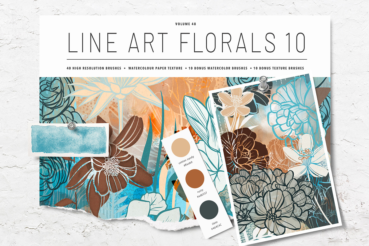 Floral Procreate Stamp Brushes 10, a Brushes & More by DeloresArt (Photo 1 of 8)