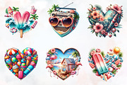 Retro Beach Heart Watercolor Clipart, an Illustration by RobertsArt (Thumbnail 2 of 7)