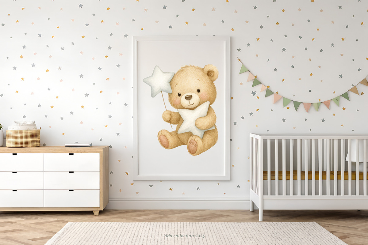 dreamy set of baby bears nursery, a Decorative Illustration by Pink Studio Art (Photo 8 of 9)