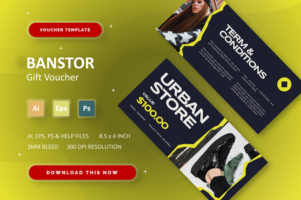 Banstor - Gift Voucher, a Print Template by StreaksideStd