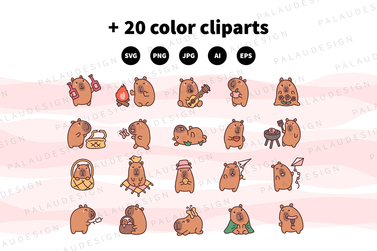 Kawaii Capybara Picnic Character, an Animal Illustration by Palau (Photo 10 of 12)