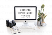 Modern White Desktop iMac Mockup, a Mac Mockup by OhTilly (Thumbnail 1 of 2)