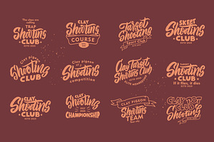 Logo Set Of Vintage Clay Shooting