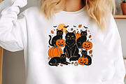 Black Cat Pumpkin Ghost Cat PNG, a Seasonal Illustration by CraftArtStudio (Thumbnail 3 of 4)